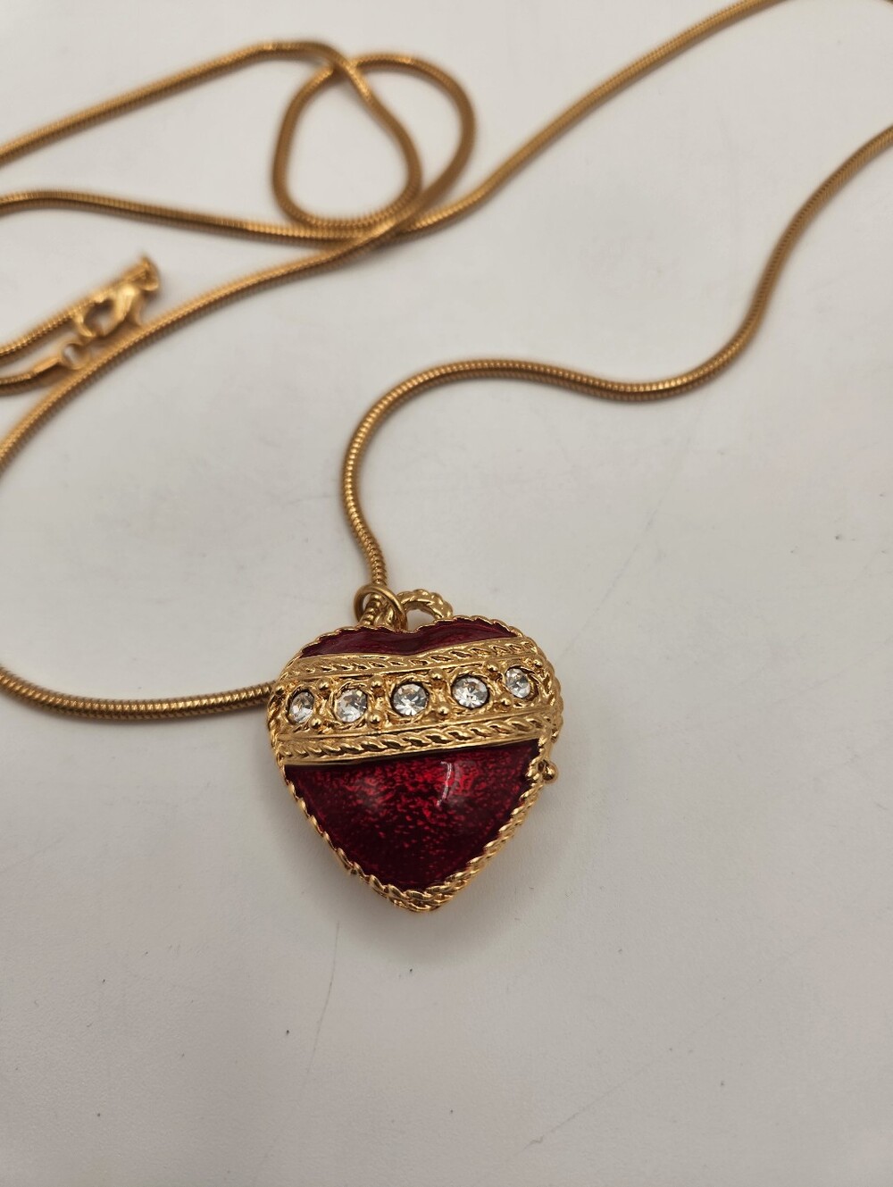 Mike & Aly Gold-Tone Red Heart Enamel Pendant Necklace with Crystals